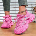 VEAMORS Trendy Chunky Shoes for Women Platform Casual Sneakers Mesh Walking Shoes Breathable Fashion Platform Dad Shoes Lace-up