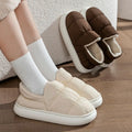 Waterproof Winter Slippers For Women Men Thick Sole Plush Warm Indoor Home Shoes Non-Slip Fur Lined Couple's Furry Slides