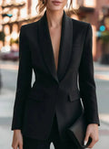 Women Shawl Lapel Single Breasted Blazer Solid Slim Fit Long Sleeve Formal Office Business Suit Jacket Vestidos