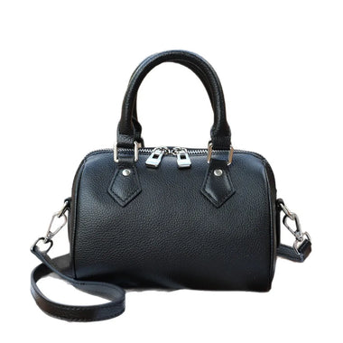 Genuine Leather Boston Bag for Women Soft Pillow Handbag Natural Tumbled Leather Crossbody Purse Elegant Top Handle Bag