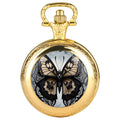 Fashion Skeleton Butterfly Quarzt Pocket Watch with Chain Necklace Vintage Quartz Pendant Watches Clock Chain Mens Women