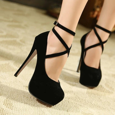 Women High Heels Stilettos Platform Women Stilettos Pumps Sexy Shallow Round Toe Slingback Super Platform Ankle Strap High Heels Elegant Banquet Party Wedding Shoes