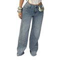 Plus Size Elegant Diamond Embellished Straight Leg Stretch Denim Jeans Versatile Minimalist Fashion for Women New 2026