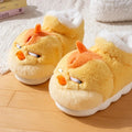 SHAJI Cute Yellow Chicken Plush Slippers For Women Men Couples Winter Warm Thick Non-Slip EVA Sole Soft Fluffy Indoor Home Shoes