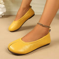 Women Round‑Toe Split‑Vamp Ballet Flats 1CM Flat Heel Soft Faux‑Leather Slip‑On Loafers Comfortable Daily Walking Dress Shoes