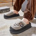 Couple Winter Plush Slippers 2026 Chunky Platform Cute Bear Furry Fur Slippers for Women Soft Sole Plus Size Fluffy Home Shoes