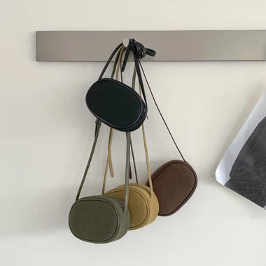 New Retro Faux Suede Crossbody Spherical Bag Fashion Shoulder Mini Bowling Bag Niche Commuting Shoulder Phone Bag for Women