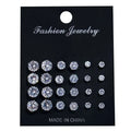 New 12 Pair/Pack Mixed Sizes Rhinestone Stud Earrings For Women Girls White Crystal Earrings Set Wedding Party Jewelry Gift