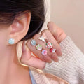 Korean Delicate Candy Sweet Resin Holiday Flower Stud Earrings Set For Women Girls Charm Piercing Jewelry Y2K Gifts Dropship