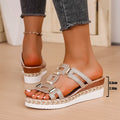 Large Size Roman Style Women's Sandals Open Toe Beach Slippers Summer Wedges Comfortable Outdoor Slip-On Shoes for Women