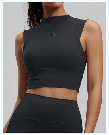 2026 New Style Short Pullover Sports Bra with Double-sided Jacquard Elastic Shock Absorbing and Constricting Cup Yoga Underwear