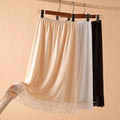Fashion Thin Ice Silk Modal Female Half Length Skirt Anti-glare Innerwear Short Skirt Pure Color Mesh Flower Underskirt