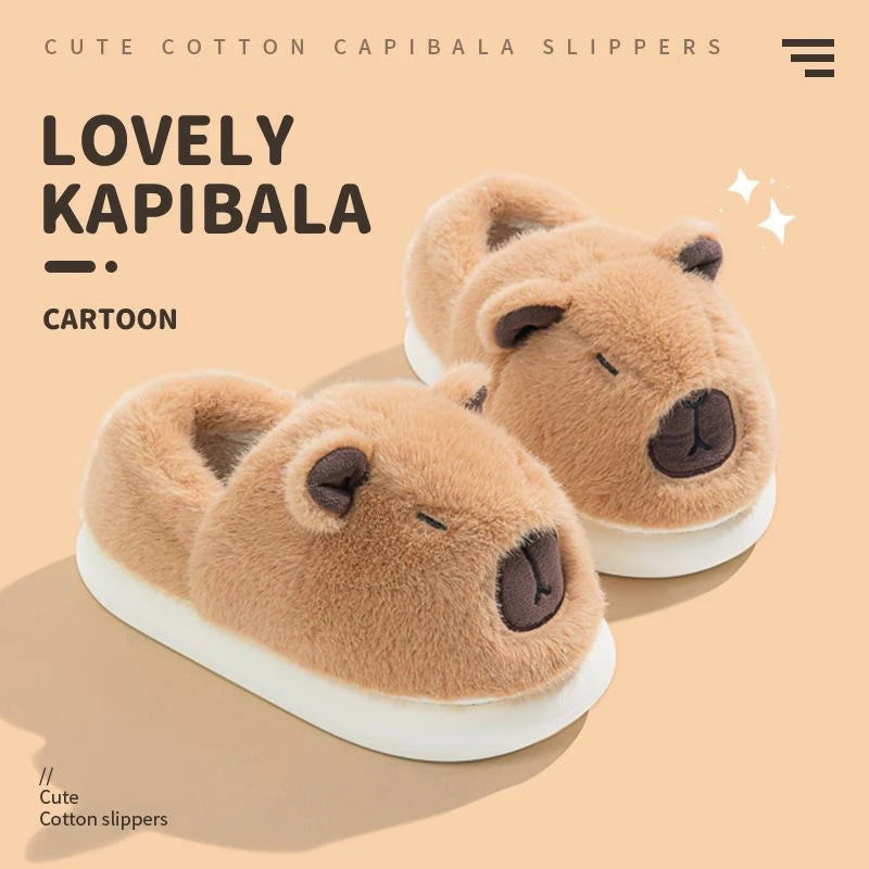 Capybara Plush Slippers for Women Home Fluffy Winter Mules Platform Shoes Girls Casual Indoor Fuzzy Fur Slides Unisex Footwear