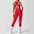 Women Yoga Seamless Peach Booty One-Piece Yoga Bodysuit - V-Back Tummy Control Gym Outfit for Women - Sexy Workout Jumpsuit Fitness Bodycon