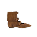 2026 new women's fringed cool boots versatile medium heel hollow flat bottom inner height-increasing short boots