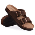 Women Sandals Slides Slippers Litfun Classic Leather Cork Slippers Women Fashion Suede Flats Sandals Thick Footbed Cork Slides Unisex Outdoor Beach Slippers