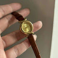 NEW Elegant Woman Small Gold Watches Retro Literary Small Dial Women's Bracelet Cowhide Strap Simple Quartz Ladies Watch