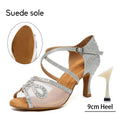 Women Latin Dance Shoes Rhinestone Dancing Shoes Ladies Party Shoes High Heels Girls Tango Ballroom Dance Shoes Salsa Sandals