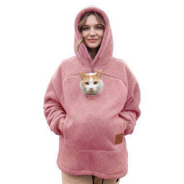 Trendy Lamb Velvet Hooded Sweatshirt Polar Fleece Fleece Mommy Outwear Comfortable Casual Pet Pouch Hoodie Street