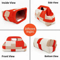 Casual Polyester Knitted Handbag Stripe Pattern Large Capacity Cosmetic Pouch Soft Texture Tote Bag Daily Carry