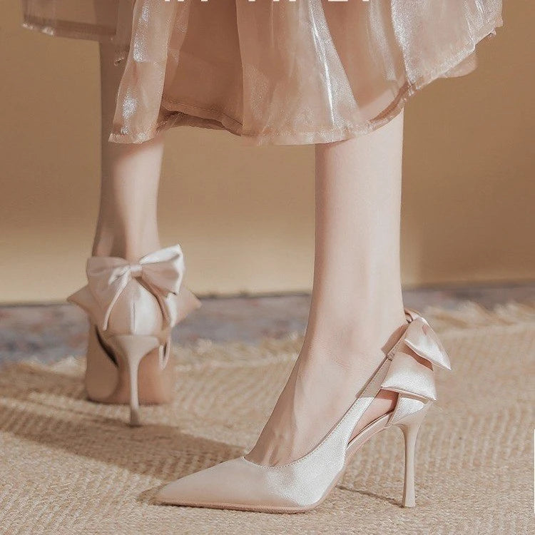 Wedding Heels Women Luxury Brand Design String Bead Pearls High Heels Ladies Sexy Elegant Pointed Toe White Black Pumps2025