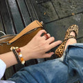 Women's Leopard Print Mary Jane Flats Round Toe Buckle Strap Comfortable Casual Walking Shoes Spring Summer Ballet Flat Shoes