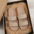 New Linen Slippers for Women at Home, Indoor Anti Slip Couple Summer Floor Slippers Men Shoes