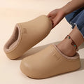 Eva Waterproof Cotton Slippers Women Winter Comfortable Fleece Lining Warm House Shoes Couple Thick Soled Non Slip Plush Slides