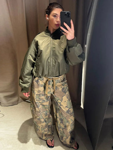 Women High Waist Pants Women Vintage Camouflage Cargo Pants Loose High Waist Wide Leg Trousers Multi Pockets 2026 Casual Fashion All-match Streetwear