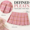 Women's Plaid Pleated Mini Skirt with Elastic Waistband One Size 22 cm Short A-Line Polyester Skirt for Cosplay Parties