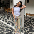 ZHIO Striped Baggy Jeans Woman Low Rise Wide Leg Jeans Pants for Women New Boyfriend Jeans Women Straight Women's Denim Pants