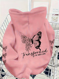 Butterfly series printed pattern plush hooded sweatshirt with fashionable style suitable for autumn and winter seasons Unisex
