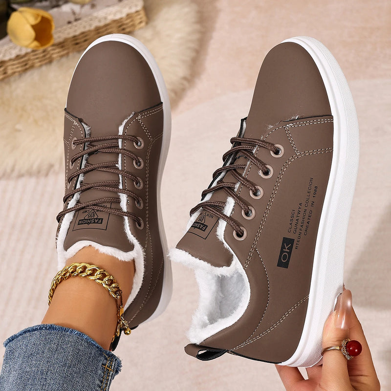 2026 Fashionable New Elegant Casual Sports Shoes for Women Winter Hot Selling Comfortable Round Toe Sexy Velvet Flat Shoes