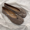 Women's Fashion Casual Pleated Soft Leather Split-Toe Pig Trotters Ballet Flat Loafers Shoes Plus Size Ladies Walking Shoes