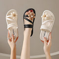 Women's Sandals,Summer Woman Orthopedic Comfy Premium Round Toe Sandals Hollow Out Hook-And-Loop Design,Flat Shoes Sandalias