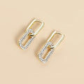 Double Loop Design Drop Earrings Gold Color Geometric Round Zircon Hoop Earrings for Women Girls Punk Hip Hop Fashion Jewelry