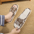 House Flax Slippers Women Floral Autumn Cute Home Indoor Non Slip Funny Sandals Cartoon Kawaii Linen Cat Shoes Flat  Striped