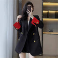 Spring Autumn Woman Youthful Clothes Office Lady High Quality Outer Wears Solid Jacket Coats for Women Black Long Blazer