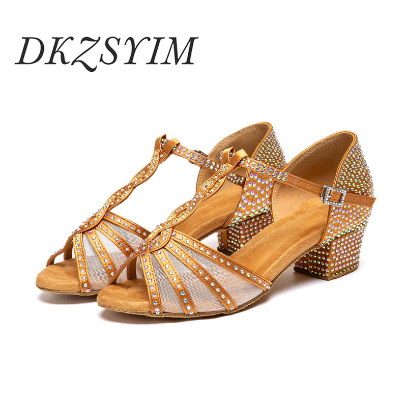 SWDZM Girls Latin Dance Shoes Tango Ballroom Shoes Ladies Girls Salsa Sandals Soft Sole Dancing Shoes for Women Dance Shoes
