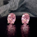 New Oval Cubic Zirconia Stud Earrings for Women White/Pink/Yellow CZ Minimalist Gift Simple Elegant  Trendy Jewelry