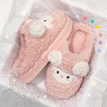 Cute Little Sheep Plush Slippers Women Winter Warm Thick Soft Sole House Shoes Indoor Fuzzy Non-Slip Comfortable Home Slides