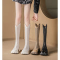 Women Summer Knee-high Mesh High Boots Female Breathable Platform Mesh Lace-up Knight Boots Thick Heel Hollow Long Knight 2025