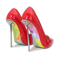 Sexy Steel Pipe Dance Red Black Shoes For Woman 12cm Metal High Thin Heels Pointed Toe Stiletto Wedding Patent Leather Pumps