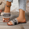 Fashion Mixed Colors Letter Flat Slippers Women Plus Size Light Square Toe Casual Slippers Comfort Soft Sole Anti Slip Slides