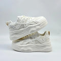 Fashion Women White Geometric Cutout Chunky Platform Sneakers Thick Sole Height Increasing Hollow Casual Walking Skate Shoes