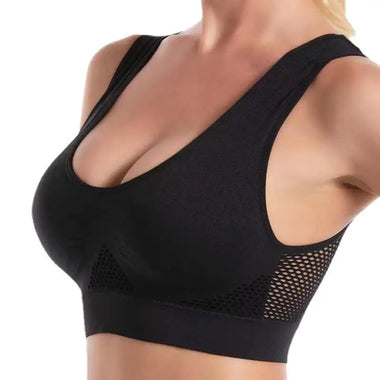 Women's Sports Bra S-7XL plus Size Grid Air Holes Sports Bra Shock-proof S-7XL Women's Underwear Yoga Running Brassiere Hollow out Vest without Underwire