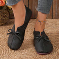 2026 All-Season New Women's Vintage Flat Sole Mom Shoes - Bow Slip-On Casual Flats, Plus Size Comfortable Commuter Shoes