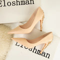 Fashion Light Luxury Pointed Toe High-heeled Stiletto Women's Shoes Sexy Metal Flower Wedding Shoes Banquet High-quality Single