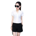 Women Shirt Chiffon Tops Short Sleeve Elegant Ladies Formal Office Lady Blouse