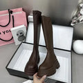 Winter Women Knight High Boots Fashion Back Zippers Ladies Elegant Platform Flats Long Booties Short Plush Women's Footwear 2026